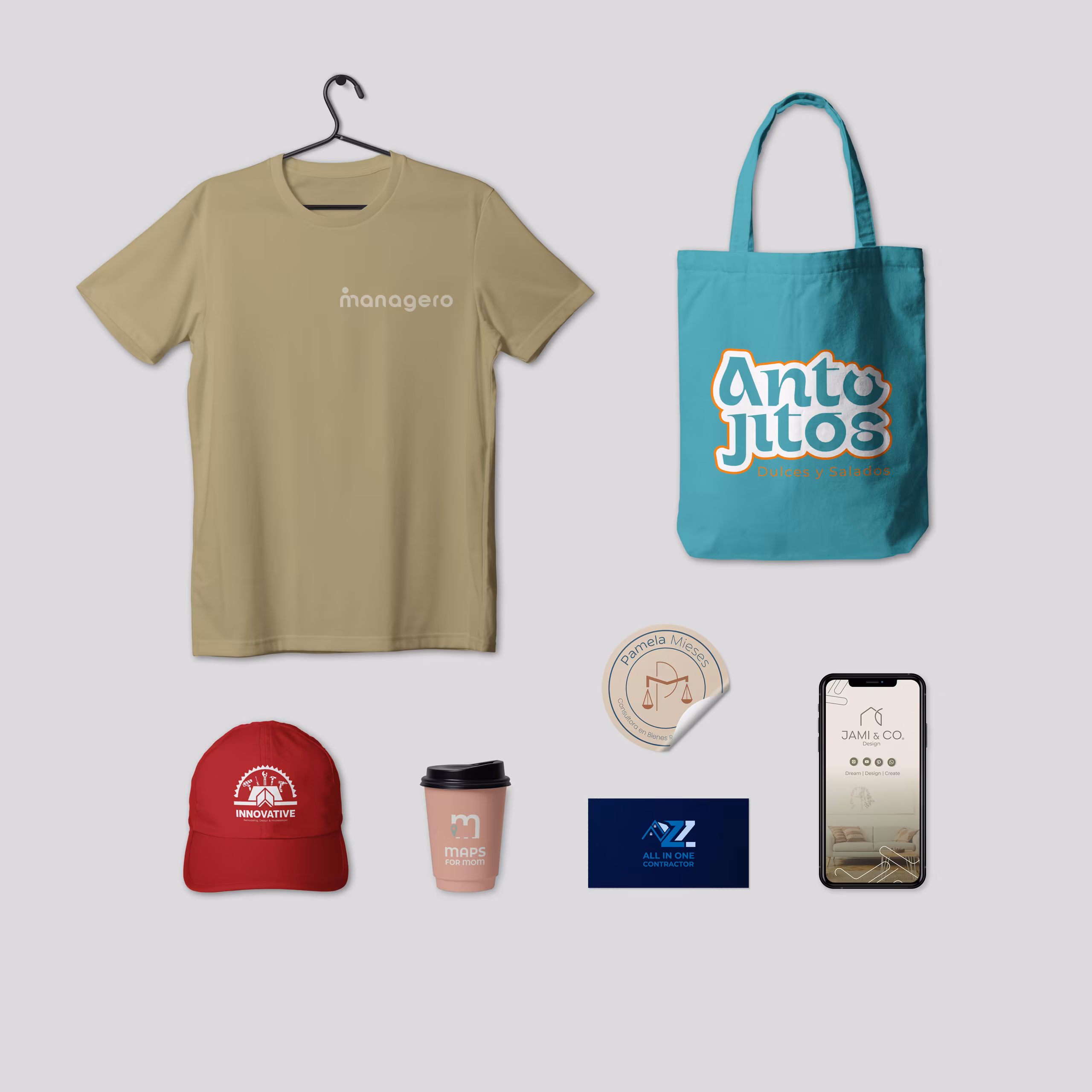 Colección de aplicaciones de marca creadas por Managero